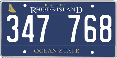 RI license plate 347768