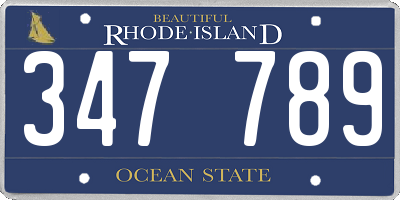 RI license plate 347789