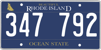 RI license plate 347792