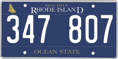 RI license plate 347807