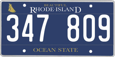 RI license plate 347809