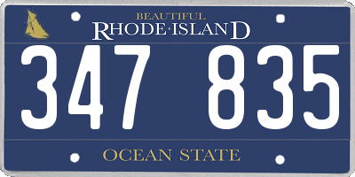 RI license plate 347835
