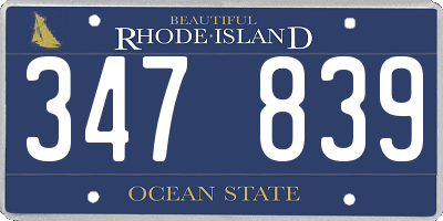 RI license plate 347839