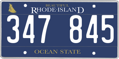 RI license plate 347845