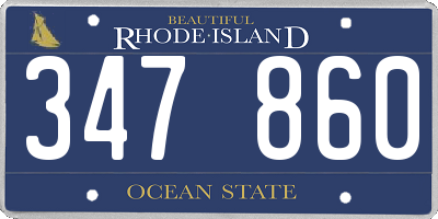 RI license plate 347860