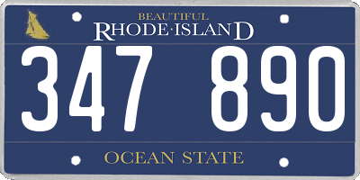 RI license plate 347890
