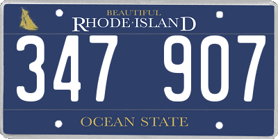 RI license plate 347907