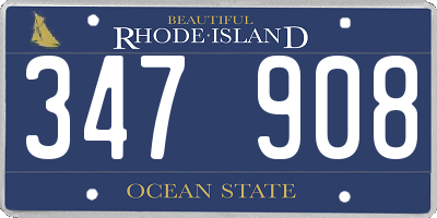 RI license plate 347908