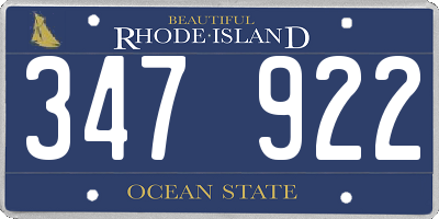 RI license plate 347922