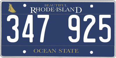 RI license plate 347925