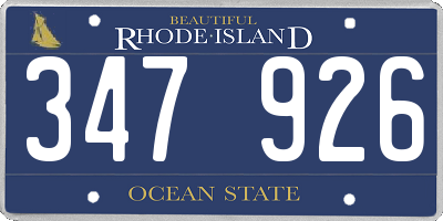 RI license plate 347926