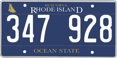 RI license plate 347928