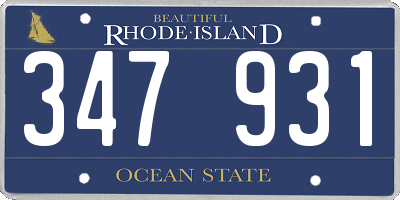RI license plate 347931