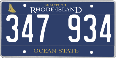 RI license plate 347934