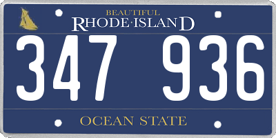 RI license plate 347936