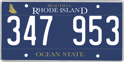RI license plate 347953