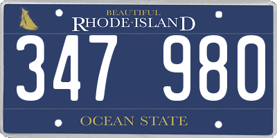RI license plate 347980