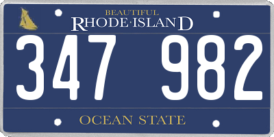 RI license plate 347982
