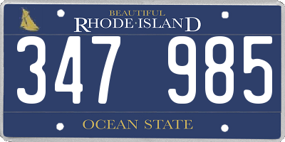 RI license plate 347985