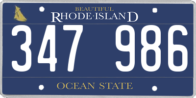 RI license plate 347986