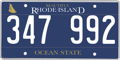RI license plate 347992