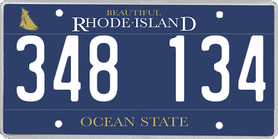 RI license plate 348134