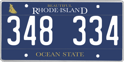 RI license plate 348334