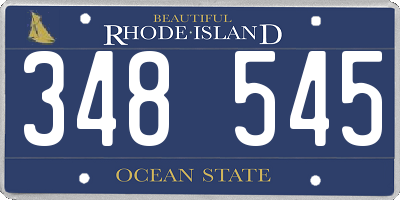 RI license plate 348545