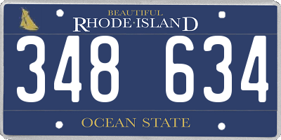RI license plate 348634