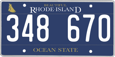 RI license plate 348670