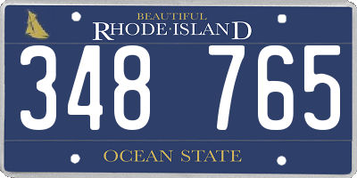 RI license plate 348765