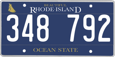 RI license plate 348792