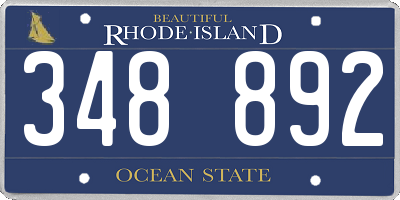 RI license plate 348892