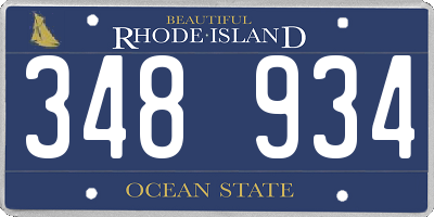 RI license plate 348934