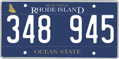 RI license plate 348945