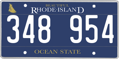 RI license plate 348954