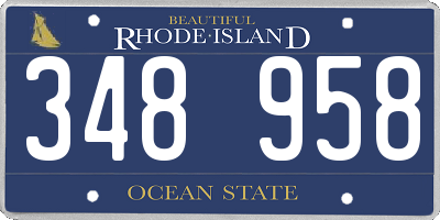 RI license plate 348958