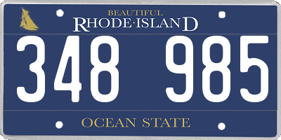 RI license plate 348985