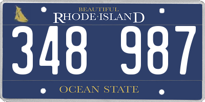 RI license plate 348987