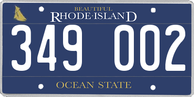 RI license plate 349002
