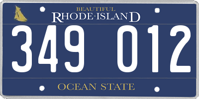 RI license plate 349012