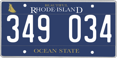 RI license plate 349034