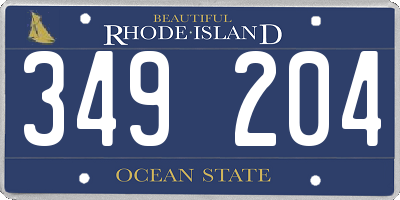 RI license plate 349204