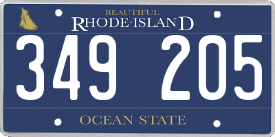 RI license plate 349205