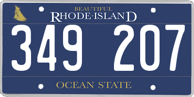 RI license plate 349207
