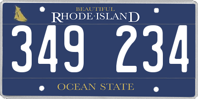 RI license plate 349234