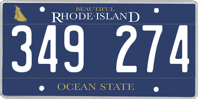 RI license plate 349274