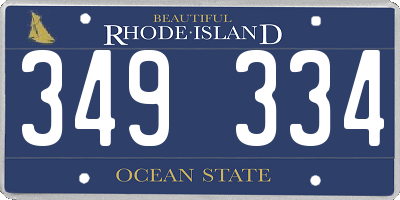 RI license plate 349334