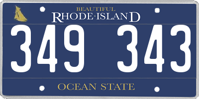 RI license plate 349343
