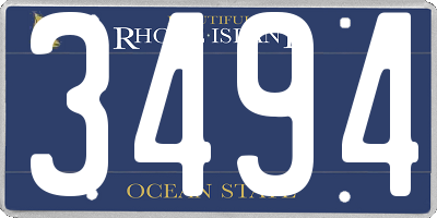 RI license plate 3494